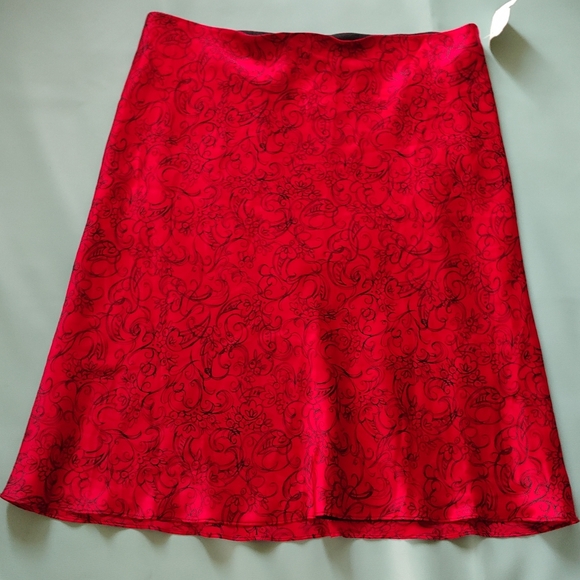 sandra Dresses & Skirts - Sandra Silk Rich Red Black Midi Skirt